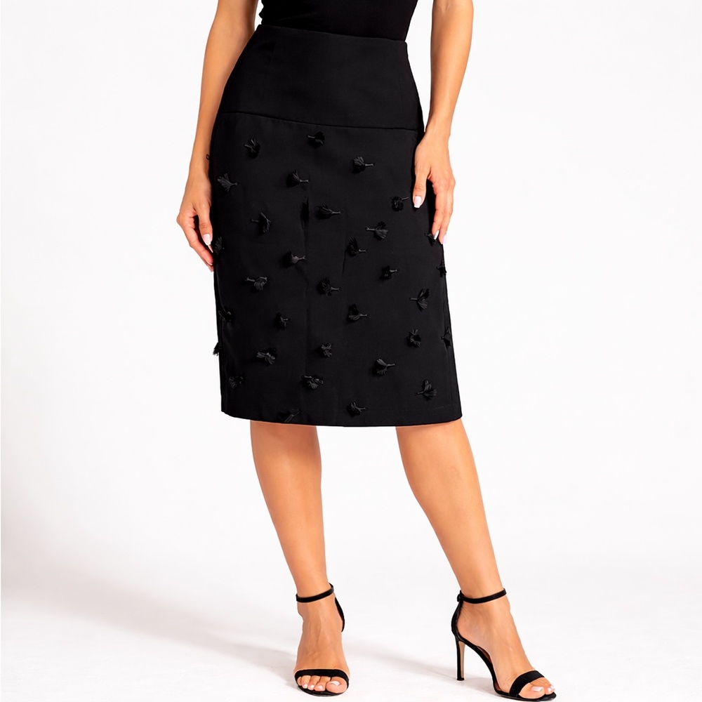 Sachin + Babi for Ankasa Josephine Fringe Pencil Skirt Black NWT Size 8